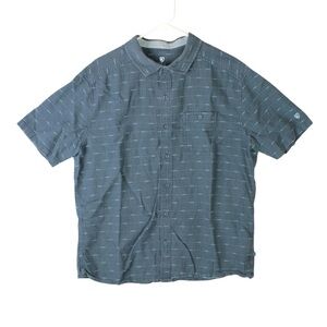 Kuhl Shirt Mens XL Blue Short Sleeve Button Up Shirt Outdoor Linen Blend